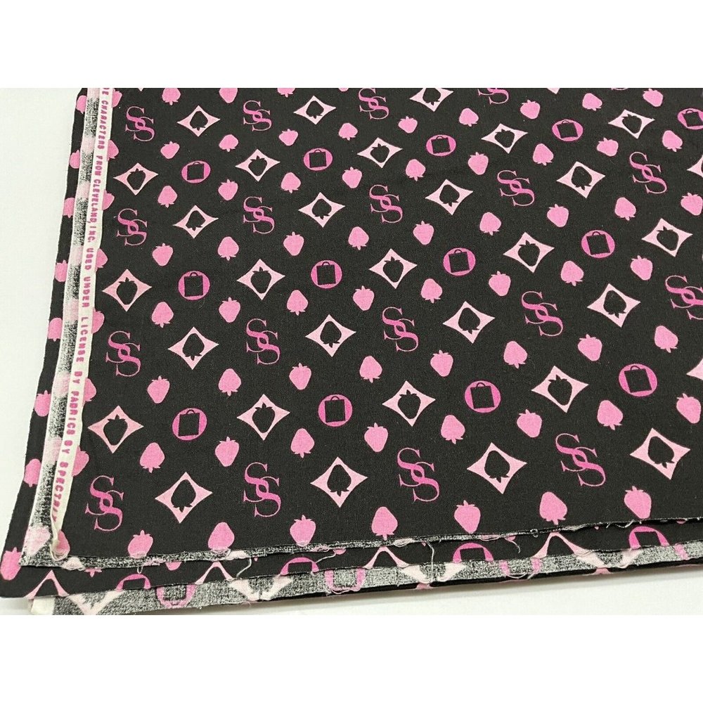 FABRIC - Strawberry Shortcake Black Quilt Cotton Fabric 2 Yards By Spectrix  NEW